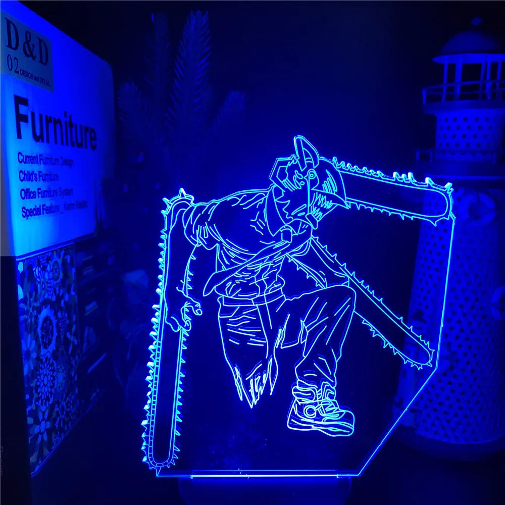 3D Chainsaw man LED light lamp