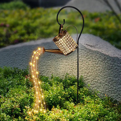 Solar Garden Kettle Lamp - Wrought Iron Outdoor Lighting