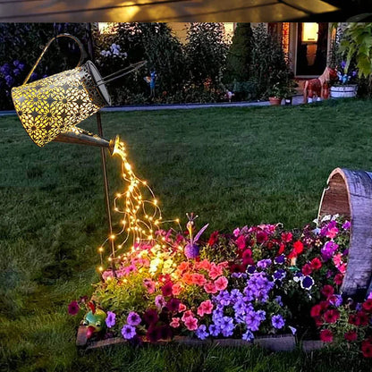 Solar Garden Kettle Lamp - Wrought Iron Outdoor Lighting